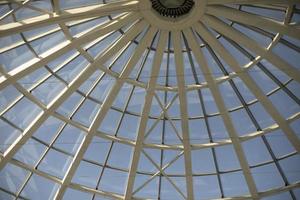 Dome is made of glass. Architecture details. Roof is in shape of sphere. photo