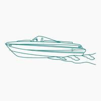 Editable Side View American Bowrider Boat on Water Vector Illustration in Outline Style for Artwork Element of Transportation or Recreation Related Design