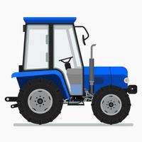 Editable Side View Blue Farm Tractor Vector Illustration for Artwork Element of Vehicle or Agriculture Related Design