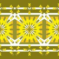 Seamless fabric pattern look like flowers or fireworks yellow and green. It consists of a circle, a square, a water droplet, and a semicircle. vector