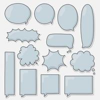 collection set of hand drawing frame border, blank speech bubble balloon, blue colour, think, speak, talk, text box, banner, flat, design, vector illustration isolated