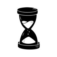 Hourglass silhouette in simple style, vector illustration. Sketch sand clock for prind and design. Isolated element on a white background. Symbol time  hand drawn.