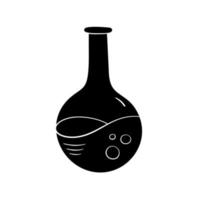 icono de matraz en estilo simple, ilustración vectorial. tubo de laboratorio de química para estudio y experimento, silueta dibujada a mano para impresión y diseño. elemento aislado en estilo de dibujos animados sobre un fondo blanco vector