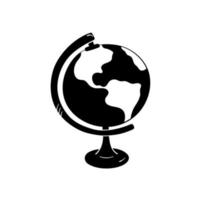 Globe earth in simple style, vector illustration. Silhouette globe for print and design. Isolated element on white background. Back to school concepr art, hand drawn sketch