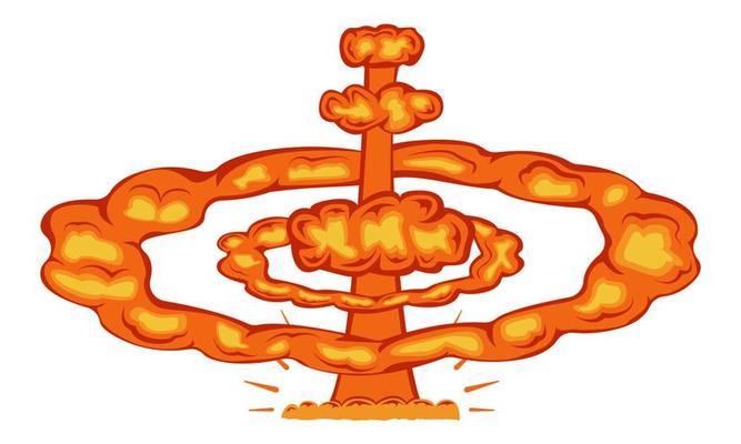 Cartoon illustration with colorful explosion. Flat style. Vector illustration.