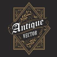 Antique border western frame vintage label hand drawn typography retro vector illustration