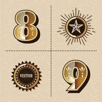 Vintage western numbers alphabet letters font design vector illustration Nubmer 8, 9