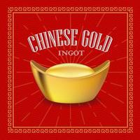 Chinese gold ingot realistic vector illustration