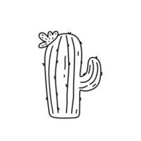 lindo cactus de dibujos animados aislado sobre fondo blanco. ilustración vectorial dibujada a mano en estilo garabato. perfecto para tarjetas, logo, decoraciones, varios diseños. imágenes prediseñadas botánicas. vector