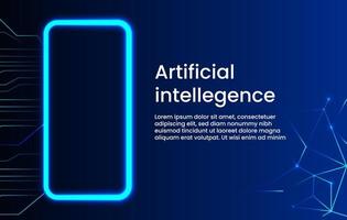 Artifical intelligence technology ilustration design. futuristic design with glowing objects ilustration vector