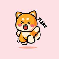 shiba inu is posing cute and adorable vector