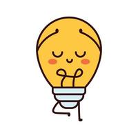 Cute funny light bulb, lamp character. Vector flat line cartoon kawaii character illustration icon.