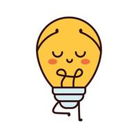 Cute funny light bulb, lamp character. Vector flat line cartoon kawaii character illustration icon.