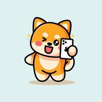 shiba inu is posing cute and adorable vector