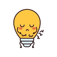 Cute funny light bulb, lamp character. Vector flat line cartoon kawaii character illustration icon.