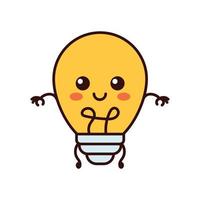 Cute funny light bulb, lamp character. Vector flat line cartoon kawaii character illustration icon.