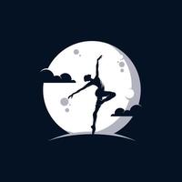 logo para un estudio de ballet o danza en la luna vector