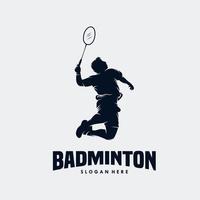 Silhouette badminton logo design template vector