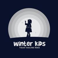 winter kids logo design template vector