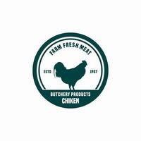 butchery rooster logo emblem design template vector