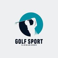 plantilla de vector de diseño de logotipo de jugador de golf. club de golf de oro de lujo de élite