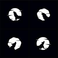 el lobo aúlla al logotipo de la luna vector
