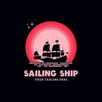 Sailing yacht sailboat in the night logo vector