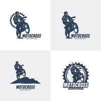 set of motocross logo design vector