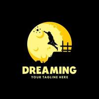 Kids dream in the moon logo vector