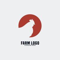 head rooster silhouette logo design vector