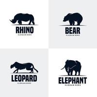 conjunto de plantilla de diseño de logotipo de animales vector