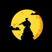 ilustración de diseño de logotipo de luna ninja vector