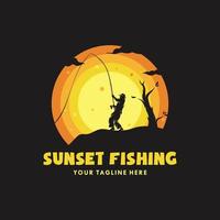 A man fishing on the sunset vector