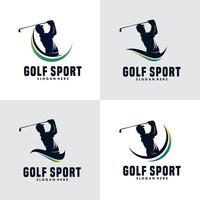 conjunto de plantilla de diseño de logotipo de silueta de deporte de golf vector