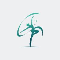 Rhythmic gymnast in professional arena logo vector