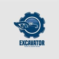 diseño de logotipo de construcción de máquina excavadora vector