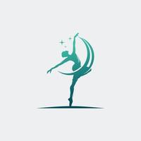 gimnasta rítmica en el logo de la arena profesional vector