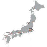 mapa detallado de japón vector