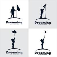 set of kids dreaming logo design vector