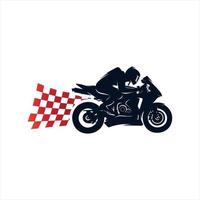 Motorcycle racing on the checkered flag vector