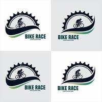 equipo de plantilla de logotipo vintage de bicicleta e ilustración de ciclista vector