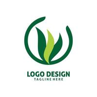 diseño de logotipo de planta de hoja de naturaleza verde de círculo vector