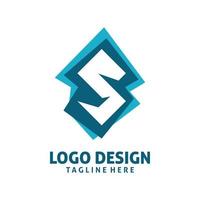 diseño de logotipo de letra azul s vector