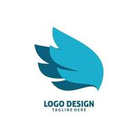 blue double wing logo design vector