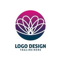 circle color line logo design vector