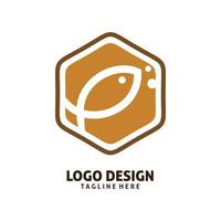 diseño de logotipo de burbuja de pez hexagonal vector