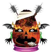 Creepy Party Halloween Pumpkin Head vector