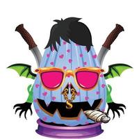 Creepy Party Halloween Pumpkin Head vector