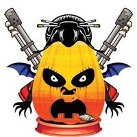 Creepy Party Halloween Pumpkin Head vector