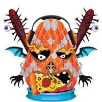 Creepy Party Halloween Pumpkin Head vector